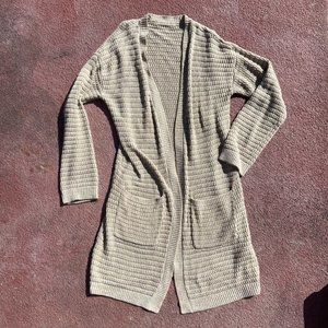 Tan Long Knit Cardigan